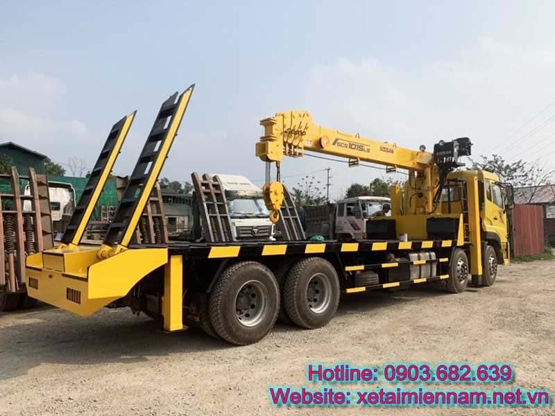 Xe Nâng Đầu Dongfeng 4 Chân Gắn Cẩu-Chở Xe Công Trình 4