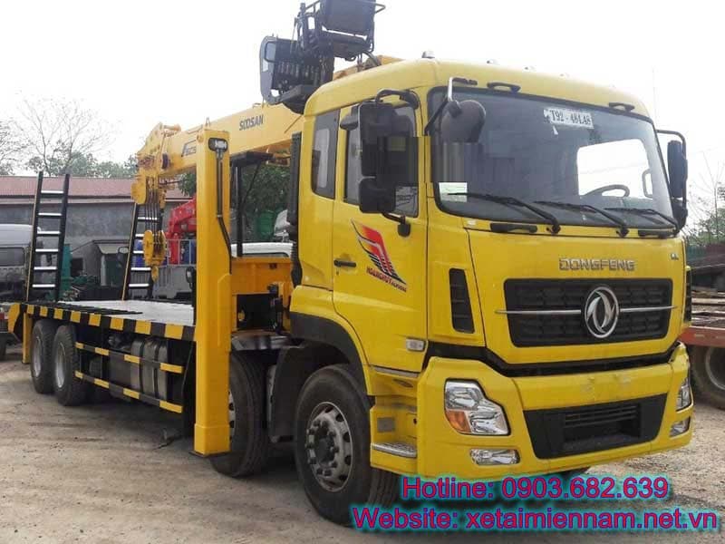 Xe Nâng Đầu Dongfeng 4 Chân Gắn Cẩu-Chở Xe Công Trình