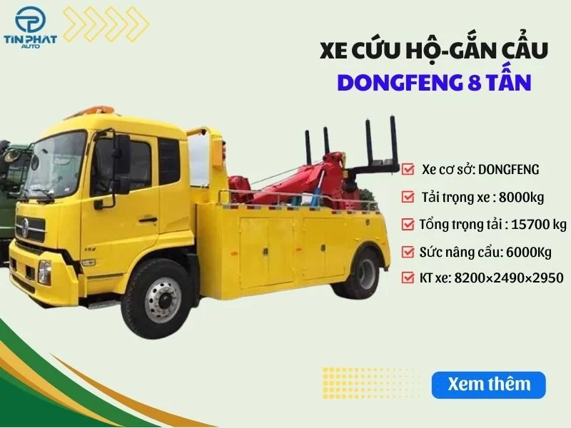Xe Cứu Hộ Dongfeng 8 Tấn Gắn Cẩu