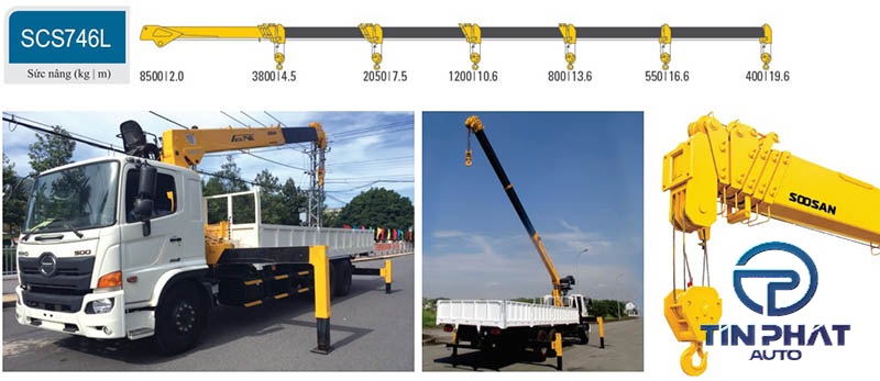 Cẩu thủy lực Soosan 5 tấn gắn trên xe Hino