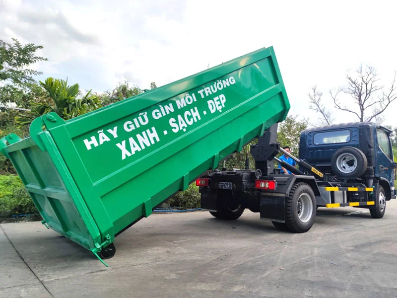 Xe Chở Rác Thùng Rời Hooklift 6 Khối Thaco Ollin S700